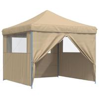 Partytent inklapbaar pop-up met 4 zijwanden beige - thumbnail