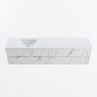 MONDIAZ VICA 200cm badmeubel onderkast Carrara 4 lades. Wastafel CLOUD links 1 kraangat, kleur Talc. - thumbnail