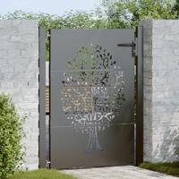 VidaXL Tuinpoort met slot zwart 110 x 155 cm poedergecoat staal - thumbnail