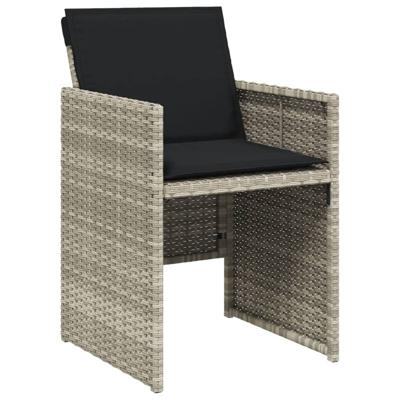 5-delige Tuinset met kussens poly rattan lichtgrijs - thumbnail