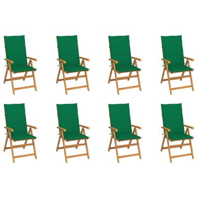 Tuinstoelen 8 st verstelbaar met kussens massief teakhout