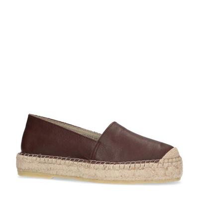 Sacha leren plateau espadrilles donkerbruin