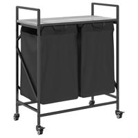 Wasmand 2 vakken met planken grijs sonoma eiken - thumbnail