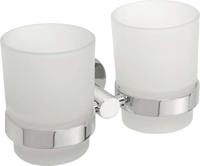 Dubbele Bekerhouder Sapho X-Round Hangend Chroom / Melkglas - thumbnail