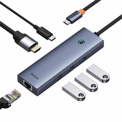 Baseus Hub 6w1 UltraJoy 6-Port (USB-C naar 1 x HDMI4K @ 30 Hz + 3 x USB 3.0 + 1 x PD + RJ45)