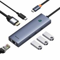 Baseus Hub 6w1 UltraJoy 6-Port (USB-C naar 1 x HDMI4K @ 30 Hz + 3 x USB 3.0 + 1 x PD + RJ45) - thumbnail