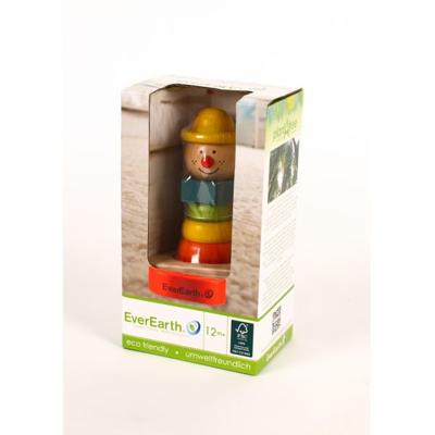 Everearth stapelclown van hout 13 cm groot