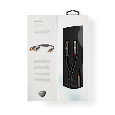 Nedis CATB22250GY02 Stereo-audiokabel 3,5 Mm Male 2x Rca Female Verguld 0.20 M Rond Grijs / Gunmetal Cover Window Box
