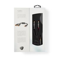 Nedis CATB22250GY02 Stereo-audiokabel 3,5 Mm Male 2x Rca Female Verguld 0.20 M Rond Grijs / Gunmetal Cover Window Box - thumbnail