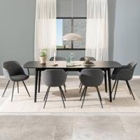 Bendt Uitschuifbare Eettafel 'Montreux' Eiken 180-219 x 90cm, kleur zwart - thumbnail