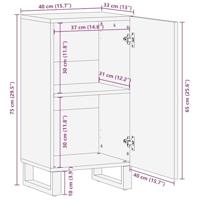 Dressoir 40x33x75 cm massief mangohout zwart - thumbnail