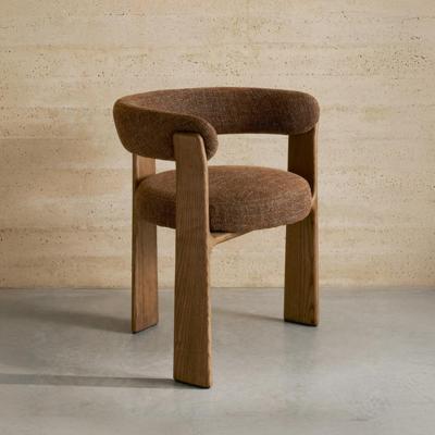 Kave Home Eetkamerstoel 'Granite' Chenille en essenhout, kleur Bruin Kave Home Eetkamerstoel 'Granite' Chenille en essenhout, kleur Bruin