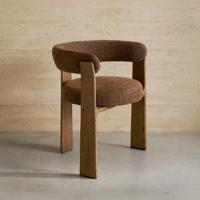 Kave Home Eetkamerstoel 'Granite' Chenille en essenhout, kleur Bruin - thumbnail