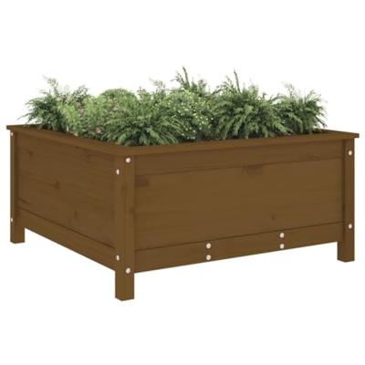Plantenbak 82,5x82,5x39 cm massief grenenhout honingbruin