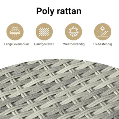 9-delige Tuinset met kussens poly rattan lichtgrijs - thumbnail
