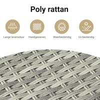 17-delige Tuinset met kussens poly rattan lichtgrijs - thumbnail