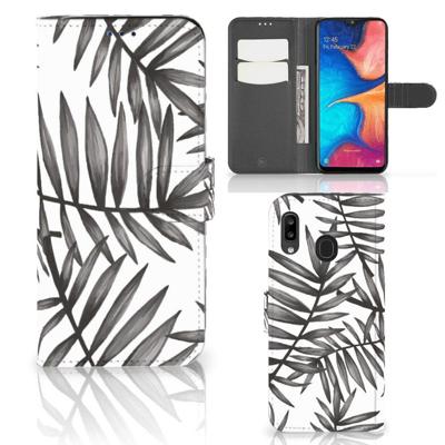 Samsung Galaxy A30 Hoesje Leaves Grey Samsung Galaxy A30 Hoesje Leaves Grey