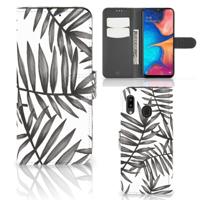 Samsung Galaxy A30 Hoesje Leaves Grey - thumbnail