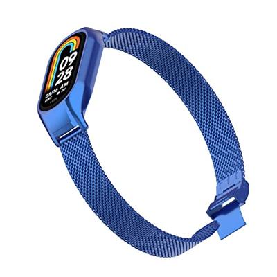 Milanese bandje met case - Blauw - Xiaomi Smart Band 8 & 9 Milanese bandje met case - Blauw - Xiaomi Smart Band 8 & 9