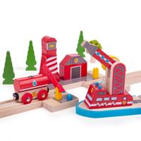 Bigjigs houten rails brandweerhaven - thumbnail