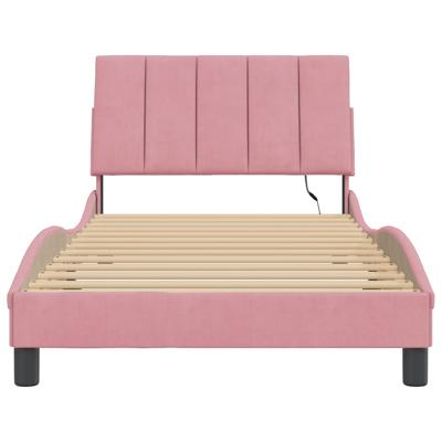Bedframe met LED-verlichting fluweel roze 160x200 cm