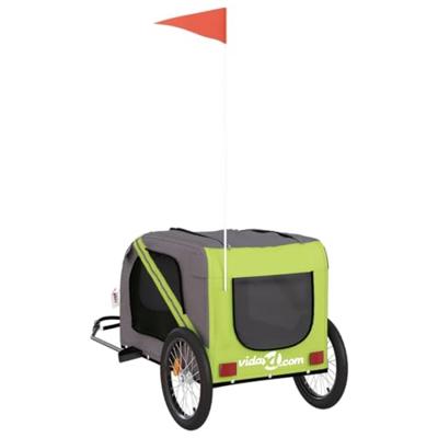 Hondenfietstrailer oxford stof en ijzer groen en grijs - thumbnail