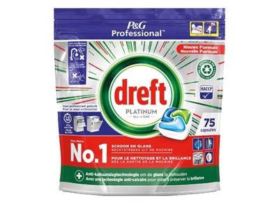 Dreft Platinum Regular vaatwastabletten, pak van 75 capsules