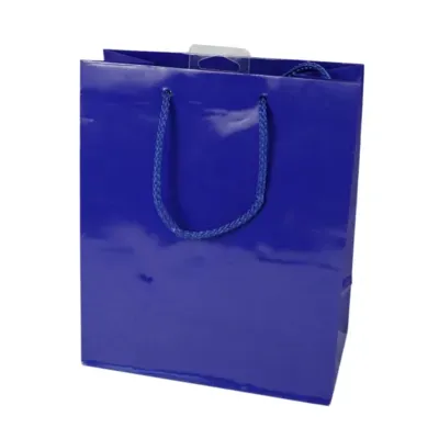 Geschenktas met koord M blauw 23 cm | 60 stuks