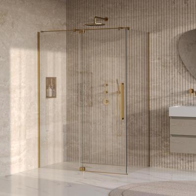 Brauer Stellar - Douchecabine met Draaideur - Helder Glas - 140x90x200 cm - Omkeerbaar - incl. Glascoating - PVD Goud Geborsteld