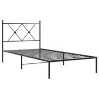 Bedframe met hoofdbord metaal zwart 90x200 cm - thumbnail
