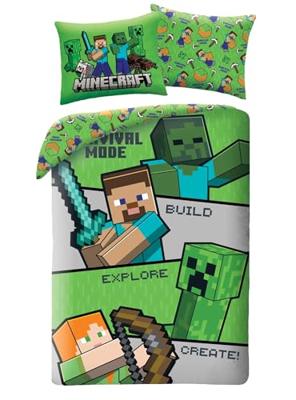 Minecraft Dekbedovertrek explore - 140 x 200 cm - 70 x 90 cm - Polyester