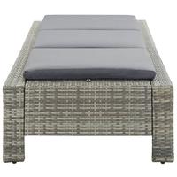 Ligbed met kussen poly rattan grijs - thumbnail