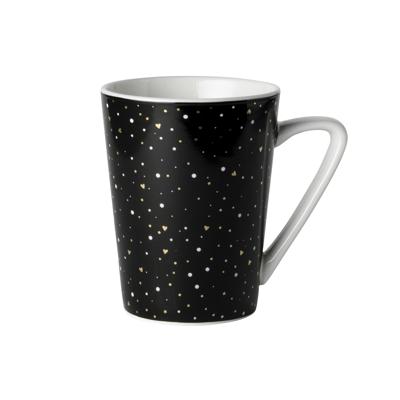 Dutch Rose loft zwart-wit mok zwart met glitters 31 cl
