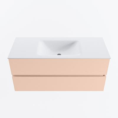 MONDIAZ VICA 110cm badmeubel onderkast Rosee 2 lades. Wastafel CLOUD midden zonder kraangat, kleur Talc.