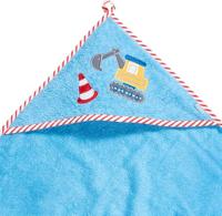 Playshoes badponcho graafwerken junior 100 cm katoen blauw maat L - thumbnail