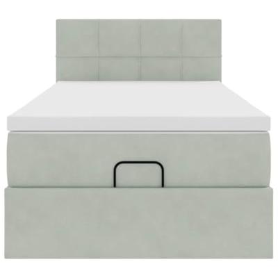 Ottoman bed met matras 100x200 cm fluweel lichtgrijs