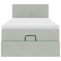 Ottoman bed met matras 100x200 cm fluweel lichtgrijs - thumbnail