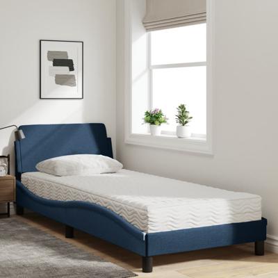 Bed met matras stof blauw 90x200 cm