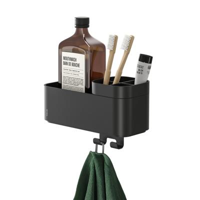 Tiger Opbergbakje 2-Store met Handdoekhaak en Tandenborstelhouder 25 cm Zwart