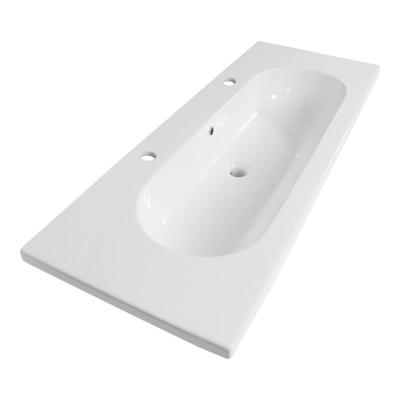 Brauer Moon Wastafel - 120 cm - met 1 Spoelbak en 2 Kraangaten - Keramiek Hoogglans Wit
