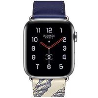 Leren bandje met print - Blauw - Geschikt voor Apple Watch 38mm / 40mm / 41mm / 42mm - thumbnail