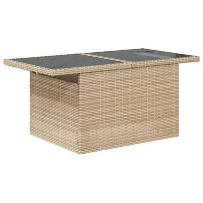 7-delige Loungeset met kussens poly rattan beige - thumbnail