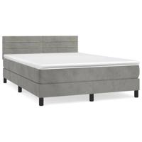 Boxspring met matras fluweel lichtgrijs 140x190 cm - thumbnail
