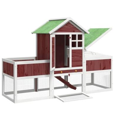VidaXL Konijnenhok 170x63x113 cm massief grenenhout mokkakleurig