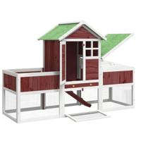VidaXL Konijnenhok 170x63x113 cm massief grenenhout mokkakleurig - thumbnail