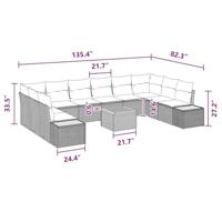 Tuinbankenset met kussen 11 pcs Zwart Poly riet - thumbnail