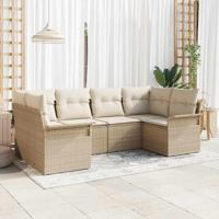 Tuinbankenset met kussen 6 pcs Beige poly rattan - thumbnail