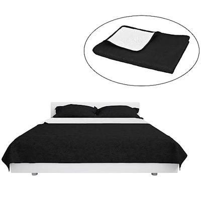 Bedsprei dubbelzijdig 170x210 cm quilt zwart en wit