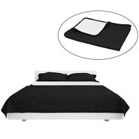 Bedsprei dubbelzijdig 170x210 cm quilt zwart en wit - thumbnail