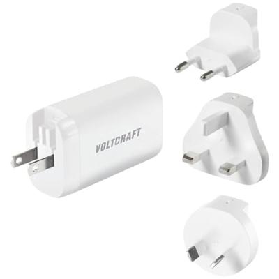VOLTCRAFT UC-3ACX004 Reislader 65 W 1x USB-A, 2x USB-C USB PD Wit GaN, Met adapter voor Europa, Met adapter voor Verenigd Koninkrijk, Met adapter voor
